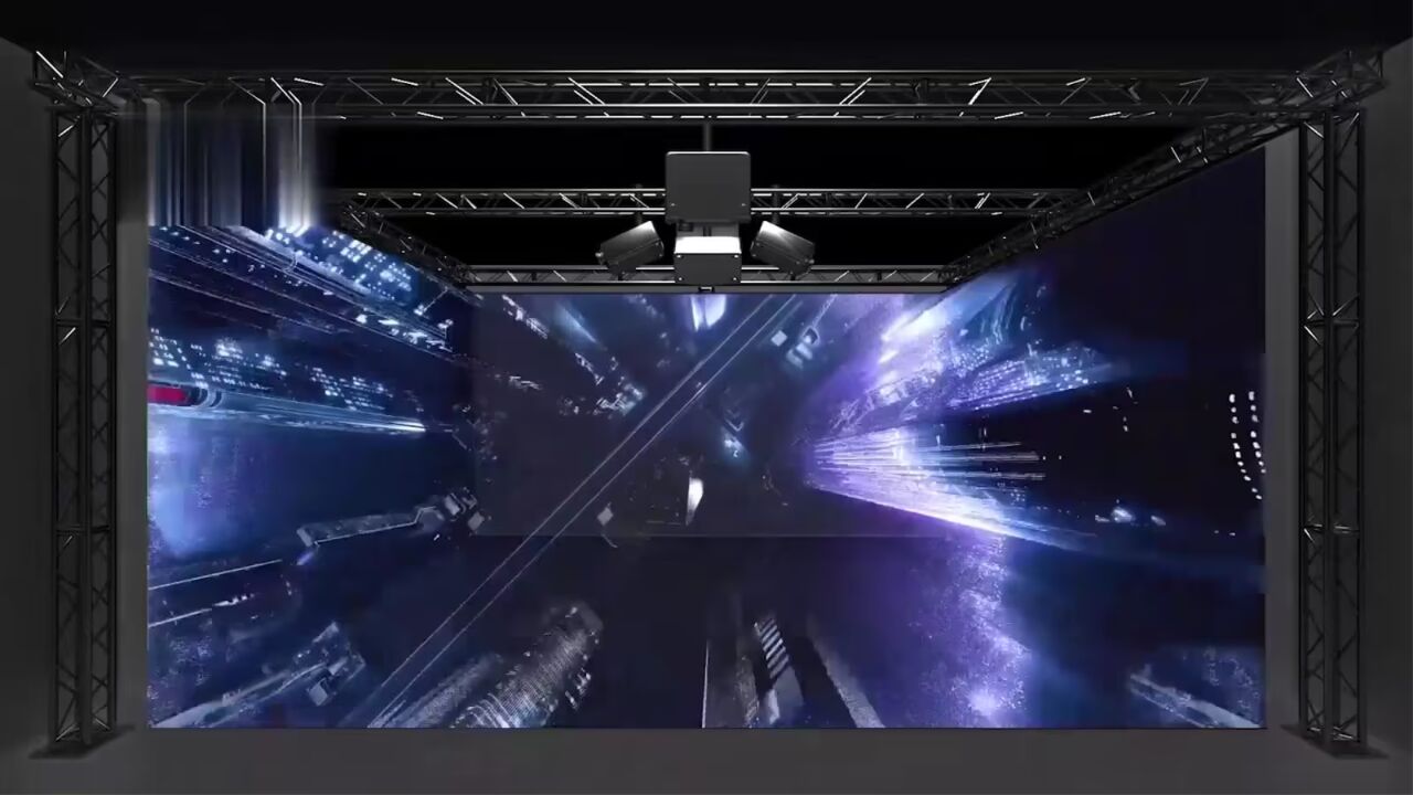 全息企业展厅沉浸式三折幕视频异形屏视频片源沉浸式展厅