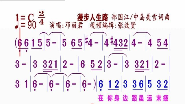 《漫步人生路》简谱邓丽君演唱#动态谱