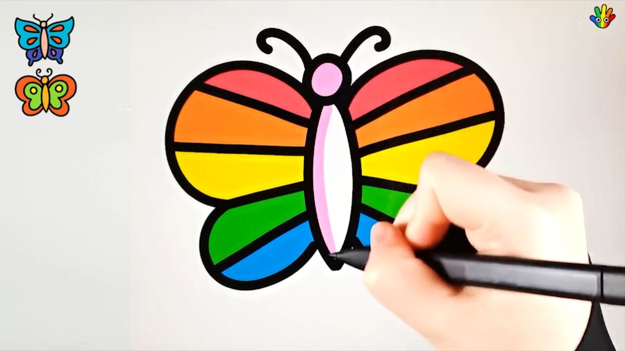 超简单!3分钟教宝宝画6种美美的小蝴蝶 快来涂上漂亮的颜色吧!