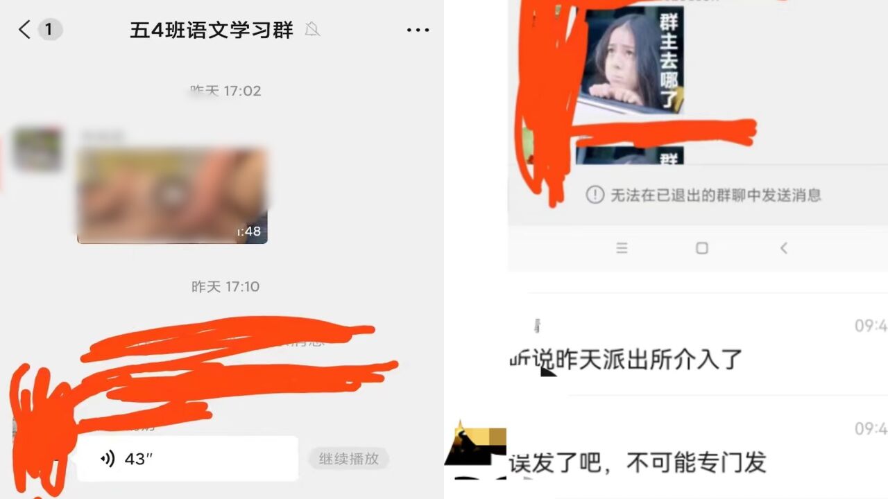 小学家长在班级群聊发108秒不雅视频,校长:情况属实,家长被警方带走