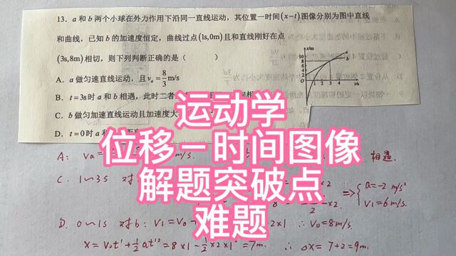 高中物理,运动学,位移时间图像,难题,解题突破点,一轮复习必会题