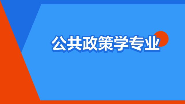 “公共政策学专业”是什么意思?