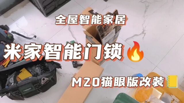 给自家店面安装台小米智能门锁M20猫眼版现场改装中