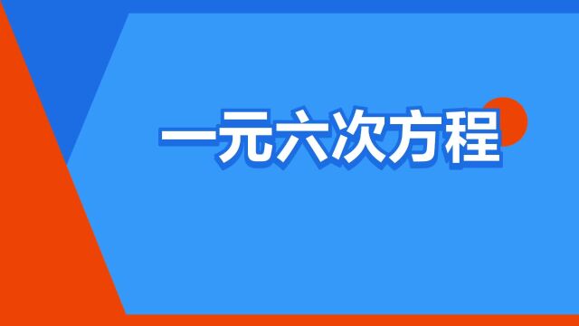 “一元六次方程”是什么意思?