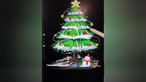 圣诞树教程来啦～快艾特你的姐妹给你画 #procreate绘画 #绘画过程分享 #圣诞节 #圣诞树绘画 #ipad配件