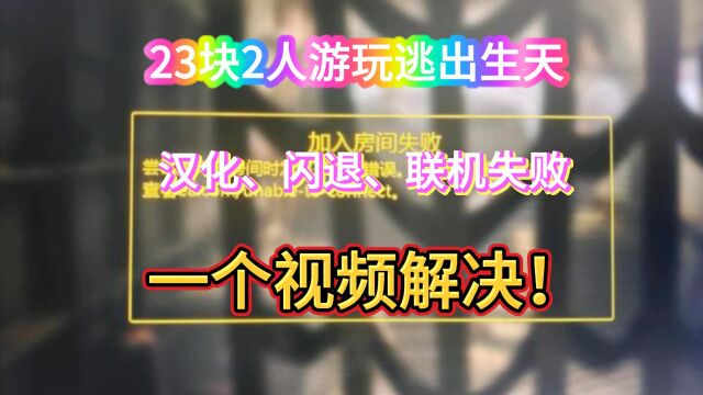 一个视频解决a way out逃出生天联机失败转圈、游戏闪退、中文汉化补丁怎么安装