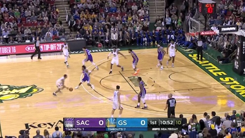《NBA全场集锦》【得分】开场外线手感火热 汤普森接球远射建功