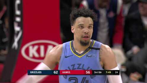 《NBA全场回放》【原声回放】灰熊vs老鹰第3节 莫兰特独战三英震慑全场
