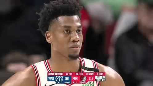 《NBA全场回放》【原声回放】奇才vs开拓者第4节 麦科勒姆妙传大白边双手重扣