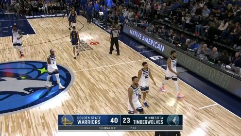 《NBA全场集锦》NBA常规赛：勇士vs森林狼第1节英文原声回放