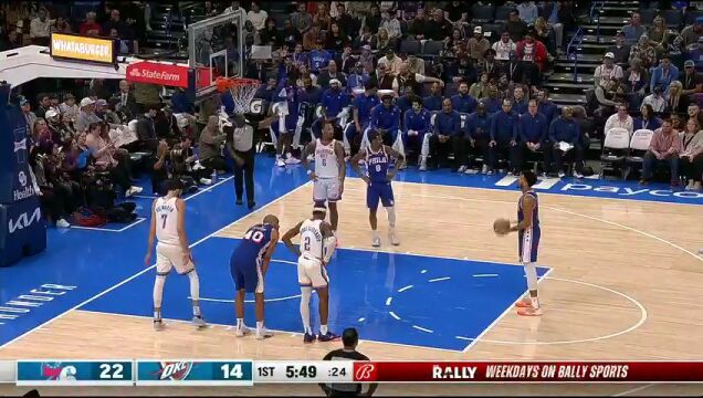 NBA常规赛：76人vs雷霆第1节中文解说回放