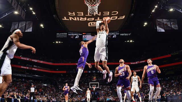 马刺vs太阳精华回放 文班亚马38+10布克复出准三双难救主