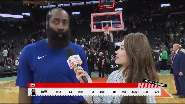 孟超赛后采访哈登：用中文向中国球迷问好 表示自己正在适应快船队