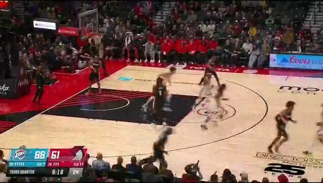 NBA常规赛：雷霆vs开拓者第3节中文解说回放