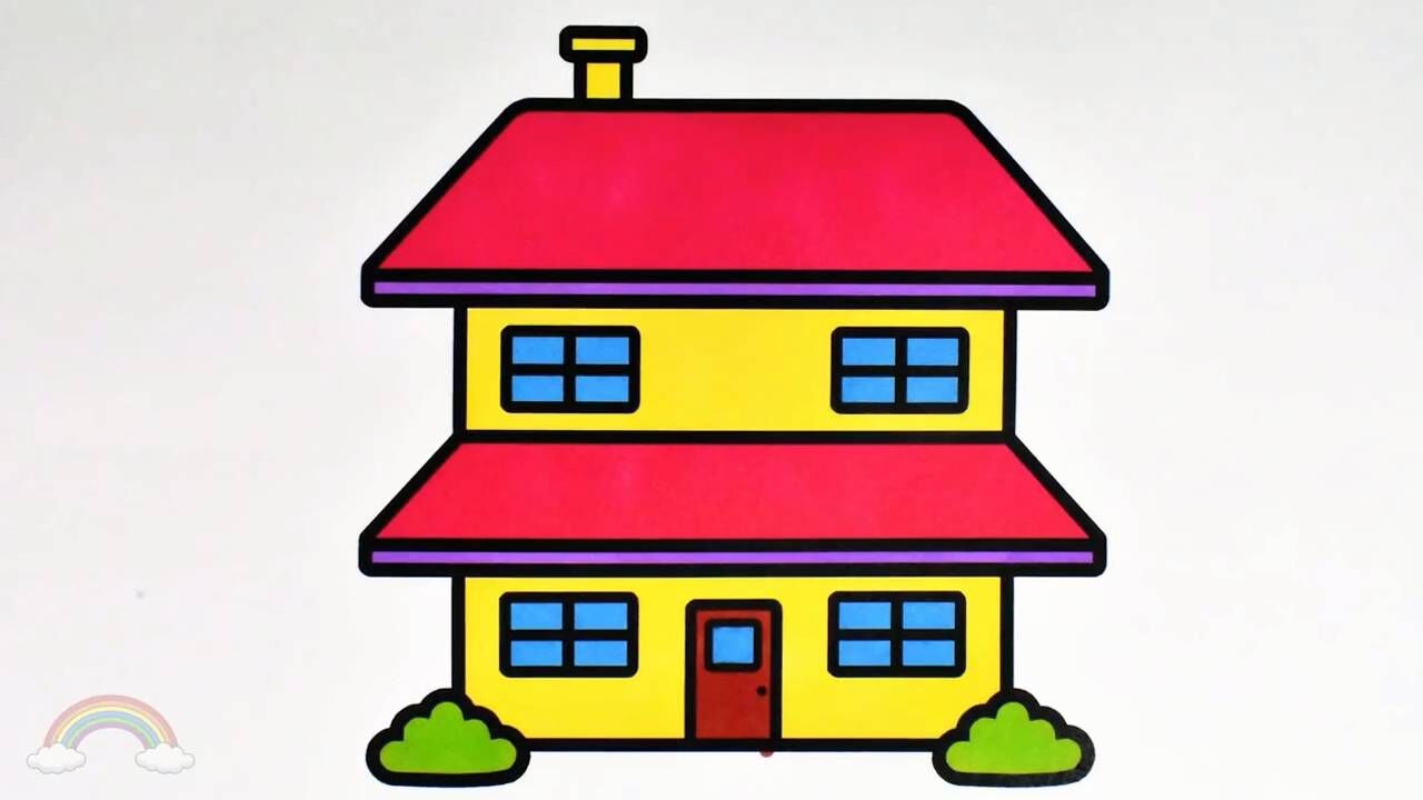 幼儿房子简笔画水彩笔画一座简笔画三层小别墅和色彩搭配方法