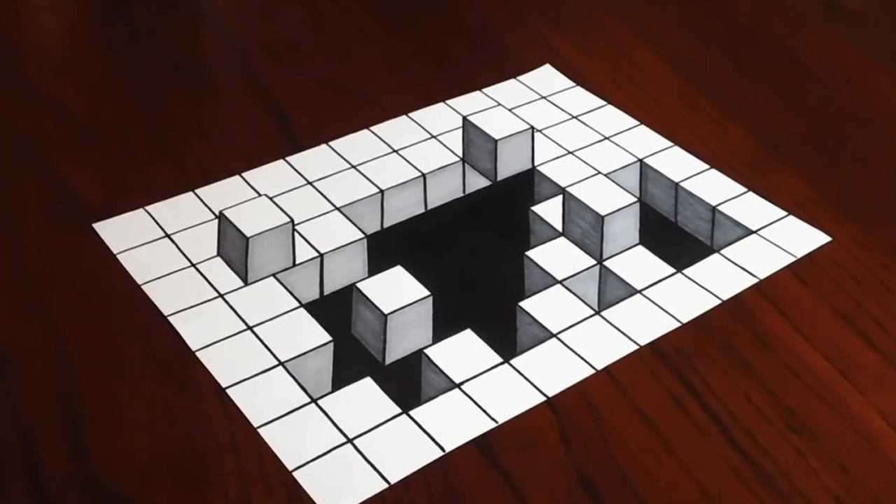 最简单的立体方格画图片