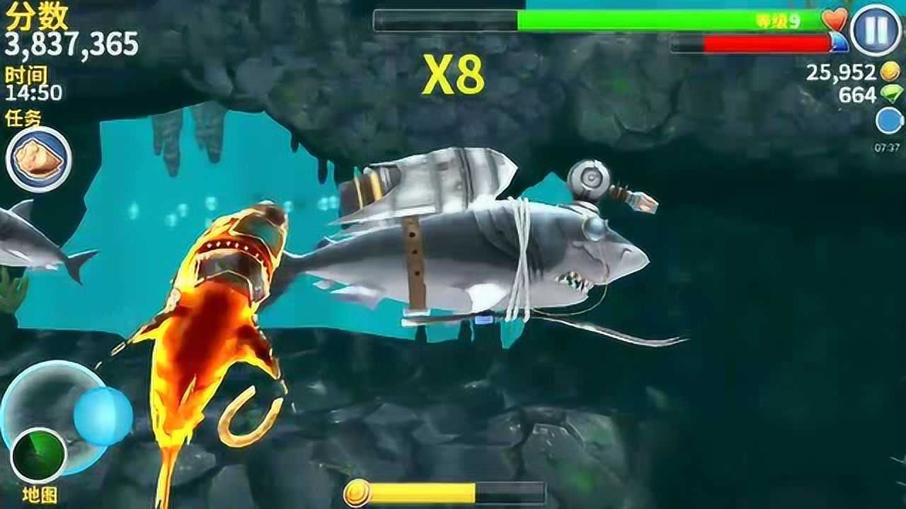 饥饿鲨进化40期巨齿鲨成功完成15个沉船物件大海游戏解说