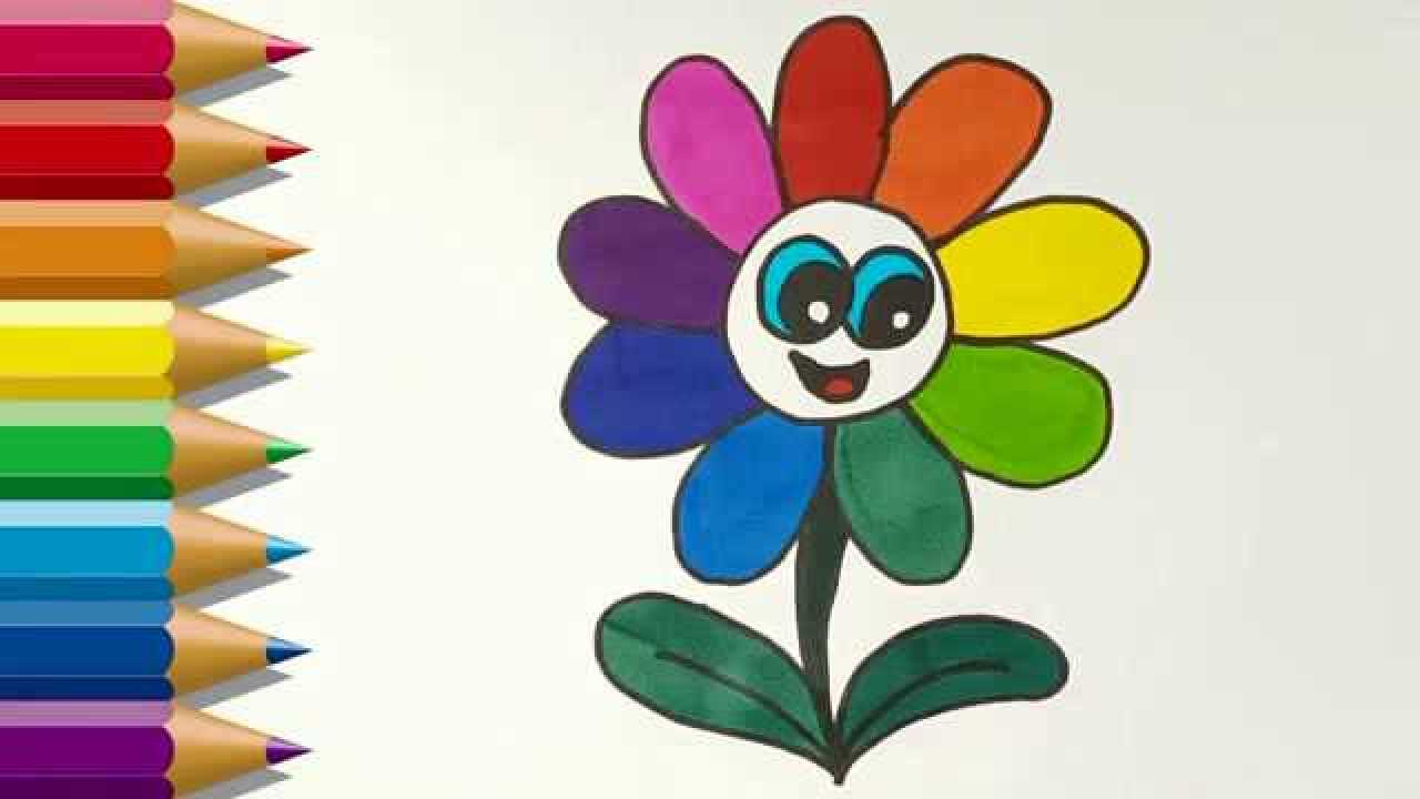 儿童简笔画:七色花画画