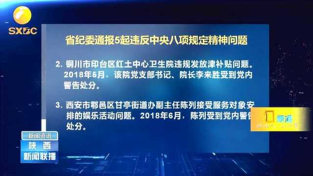 通报!陕西省纪委通报5起违反中央八项规定精神问题