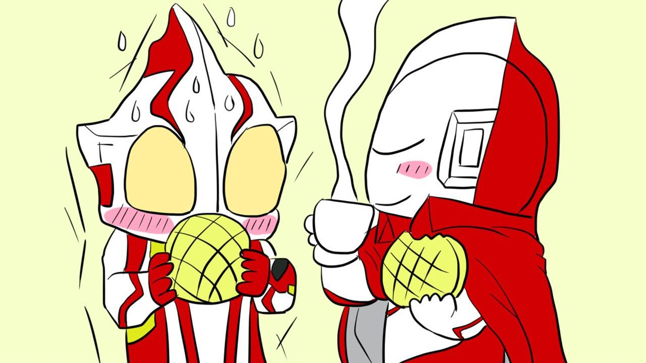 爱吃菠萝面包的初代奥特曼和梦比优斯奥特曼儿童卡通简笔画