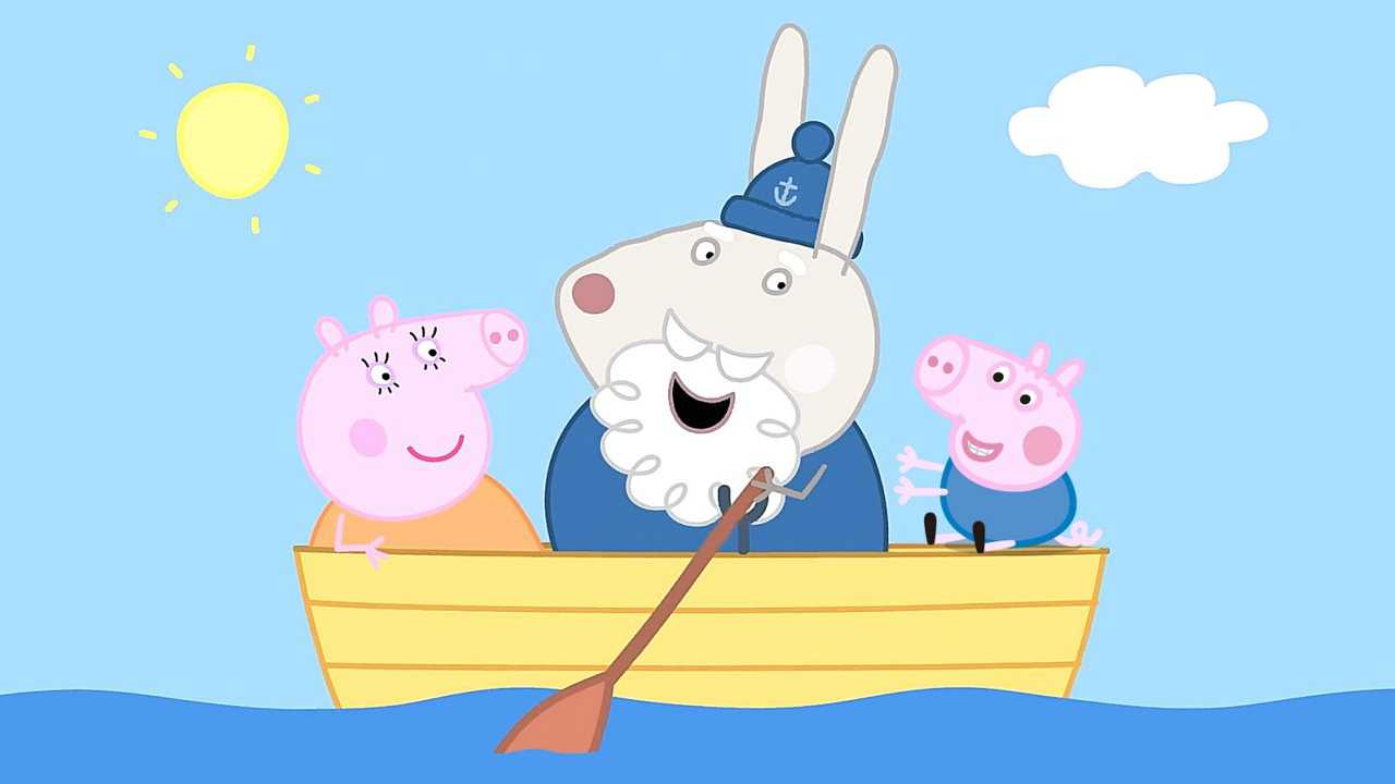 《yoo视频精选》小猪佩奇·儿童绘画 简笔画:兔爷爷划着小船朝着小猪