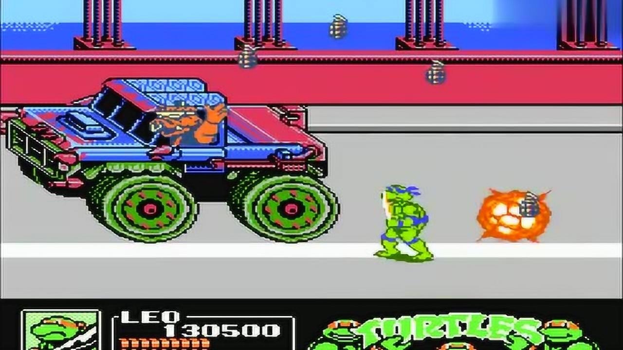 红白机忍者神龟三代的猪头怪 你敢把他引出车外吗