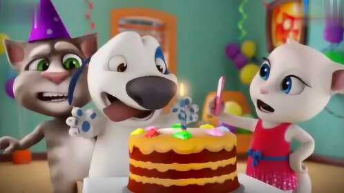 会说话的汤姆猫女朋友安吉拉和狗狗本一起过生日