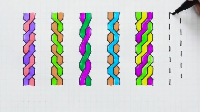 教你用格子纸画各种立体螺旋DNA!简单快捷又好玩!你喜欢哪种?