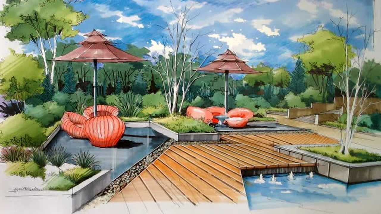 三川手绘 景观手绘线稿 马克上色_腾讯视频