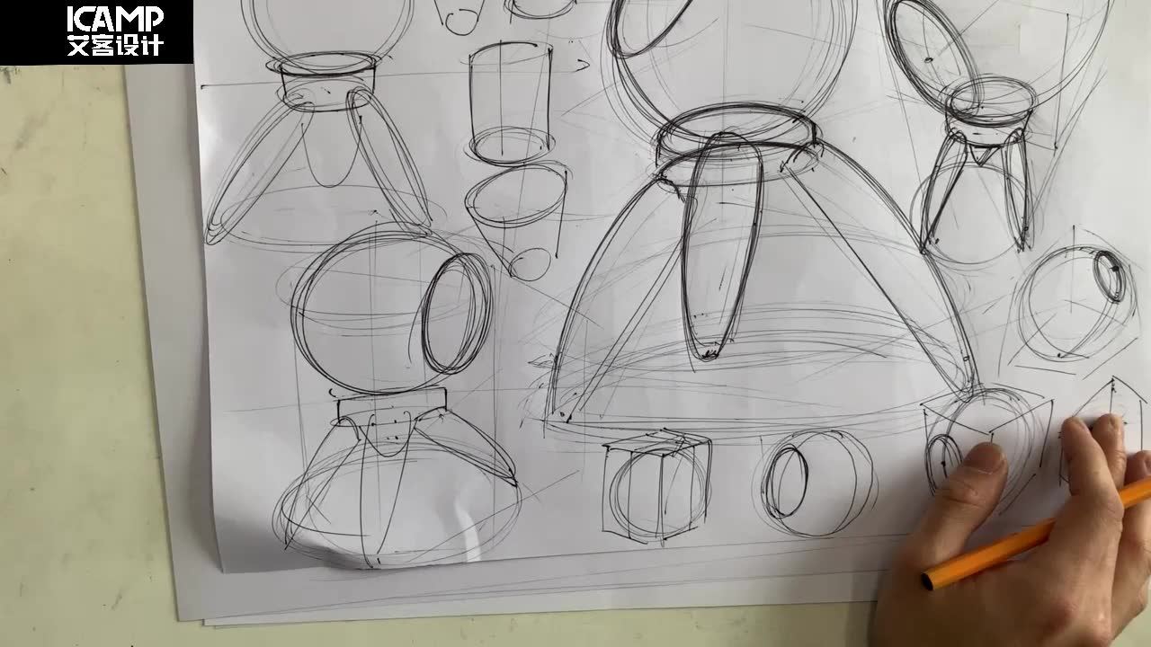 【icamp】工业产品设计手绘-圆珠笔手绘透视