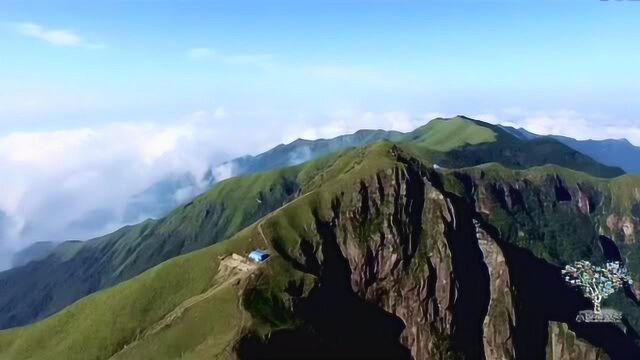 高清航拍,国家4A级旅游景区、国家级风景名胜区,江西萍乡武功山!