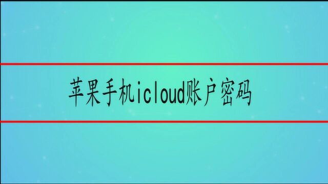 苹果手机icloud账户密码