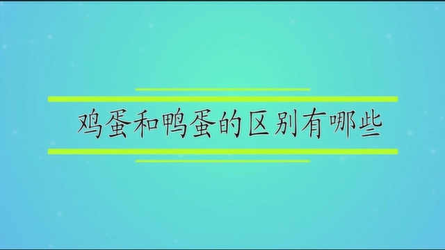 鸡蛋和鸭蛋的区别有哪些