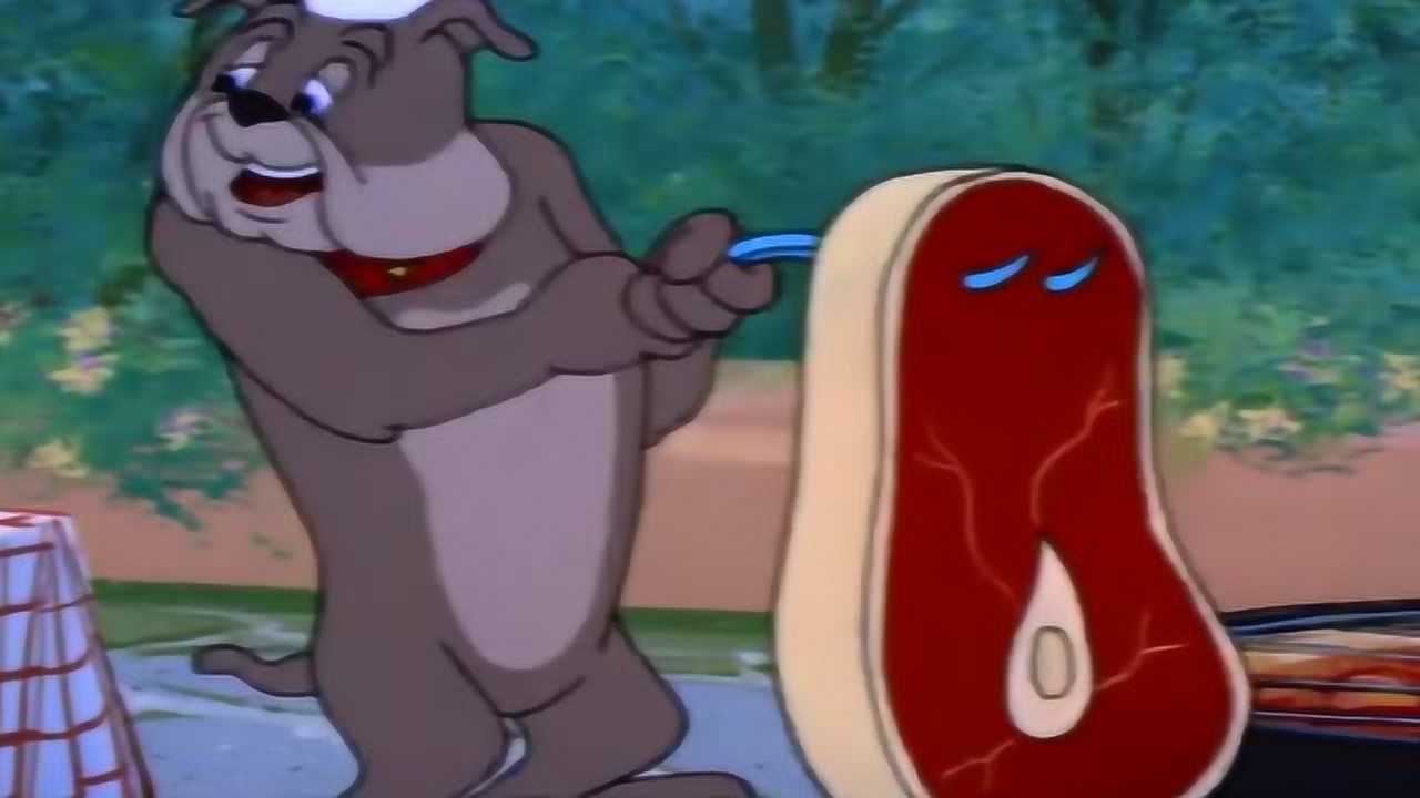 猫和老鼠-大狗吃肉排,超大的肉排,瞬间变没了