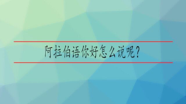 阿拉伯语你好怎么说呢?