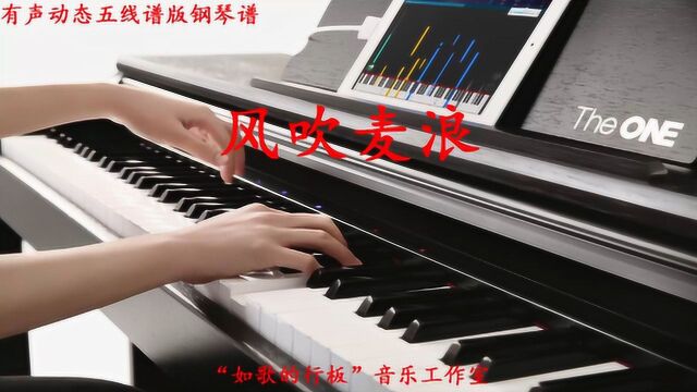 五线谱版钢琴谱《风吹麦浪》,看有声动态谱弹奏钢琴曲