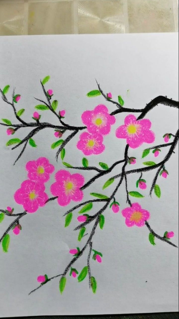 蜡笔画桃花,你们喜欢吗