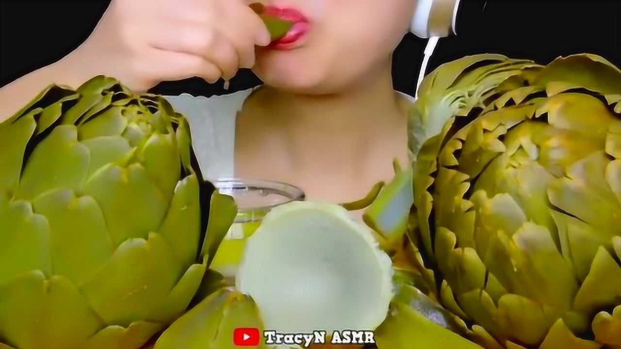 韩国吃播:小姐姐吃洋蓟,一片一片揪着吃,吃相好诱人
