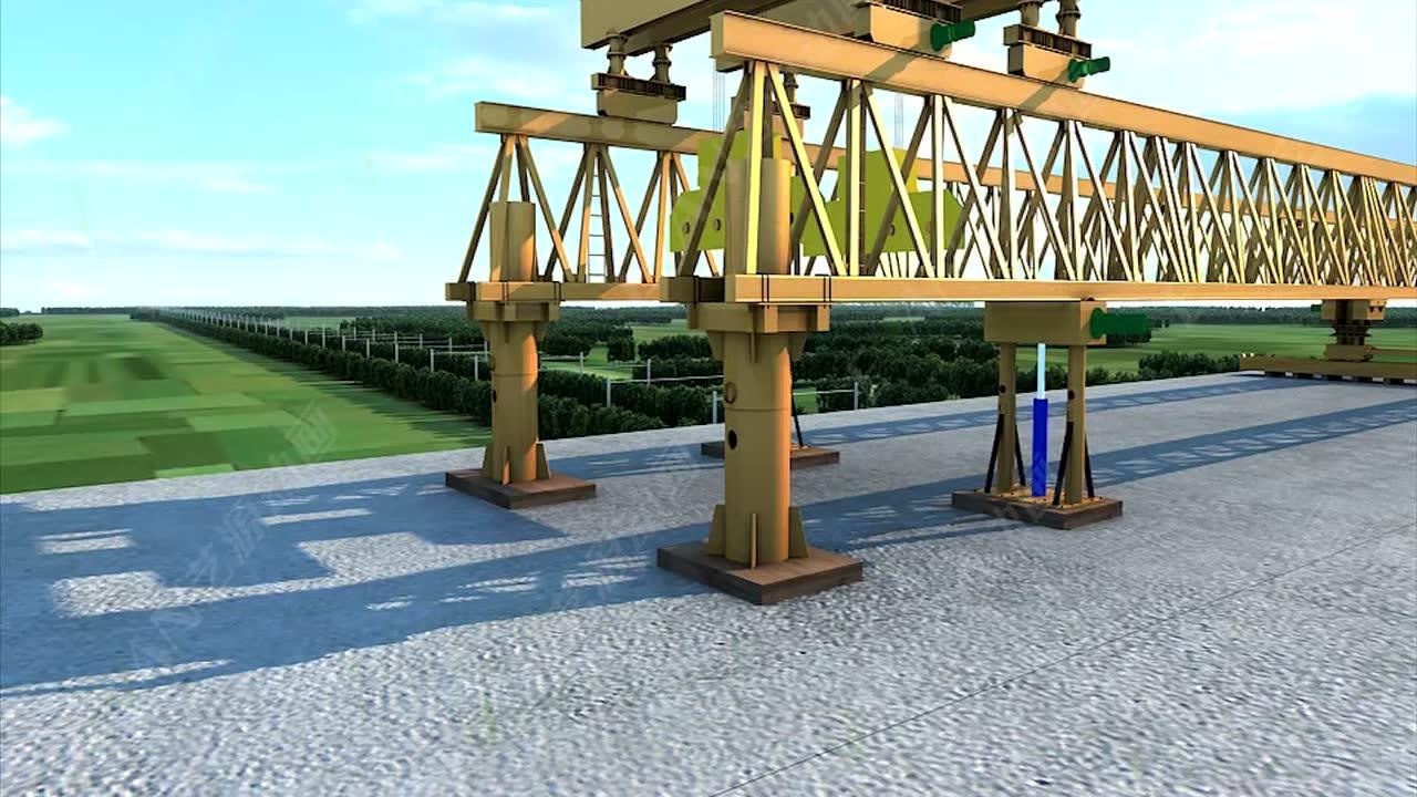 联合式架桥机施工动画图片