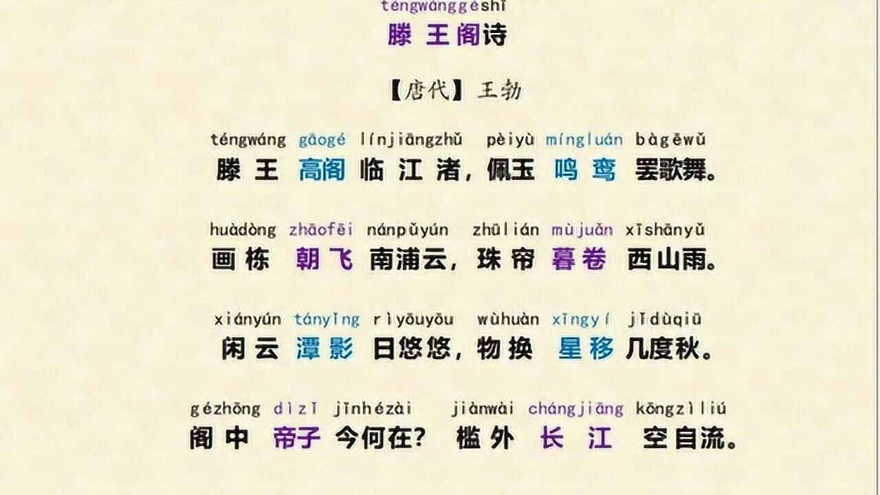 初唐四杰之一王勃的诗滕王阁诗