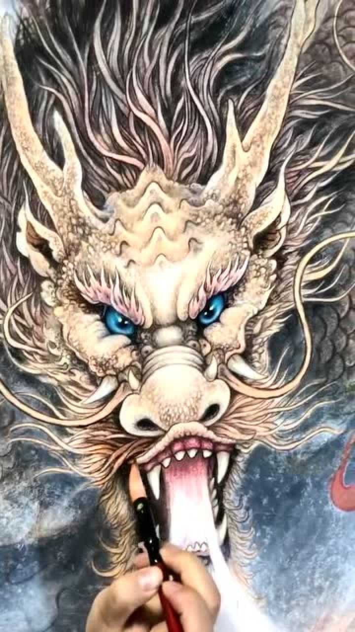 牛人纯手绘出来的神龙这画功真是太厉害了这才是真正的高手