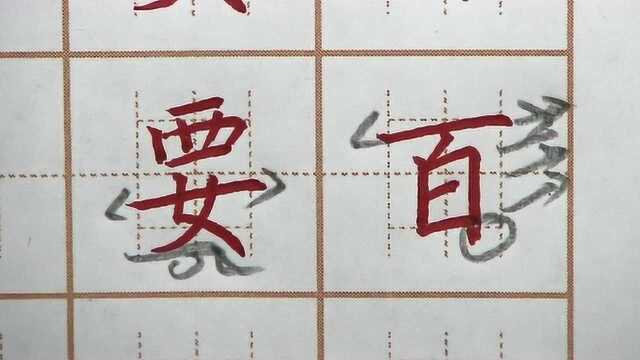 要字上窄下宽书写,百字上宽每一横平行,一年级写字硬笔书法练字