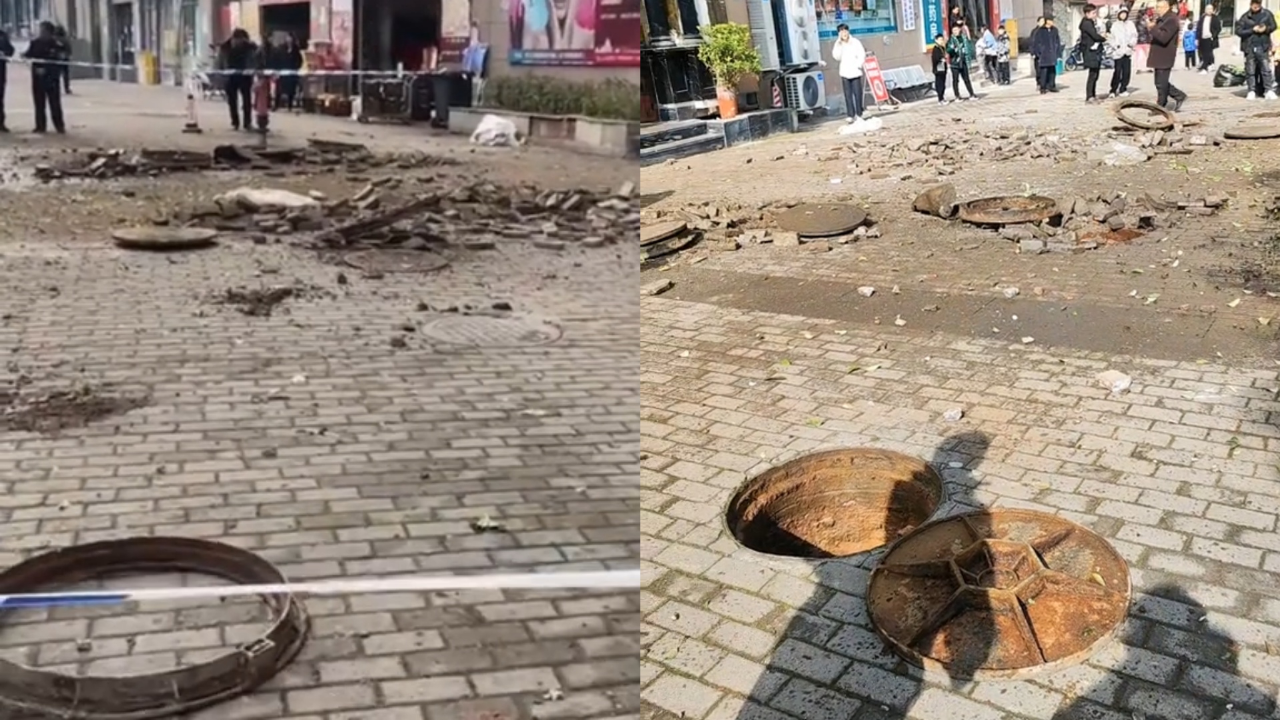 网曝小孩井盖中放鞭炮,致化粪池爆炸,8个井盖连同男孩被炸飞