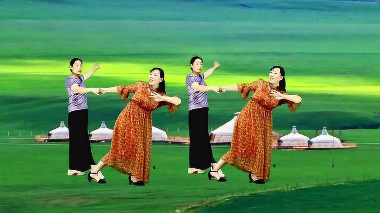 中三步双人舞站着等你三千年姐妹对跳很简单适合大众