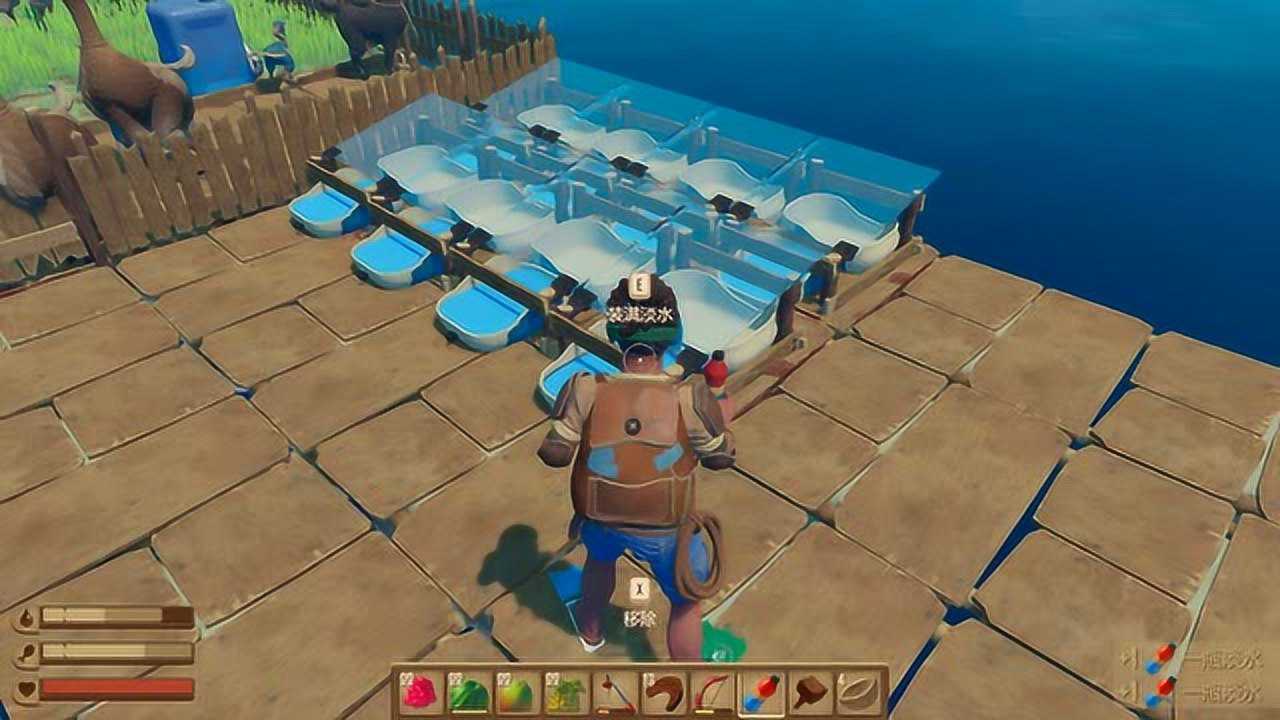 木筏求生漂流记小伙伴吃了这么多食物看他建房子也挺辛苦的