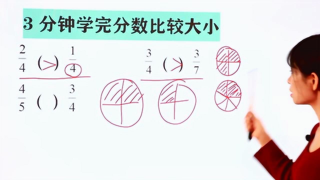 分数比较大小的技巧:同分母,看分子,都不同,先通分_高清1080P在线观看平台_腾讯视频