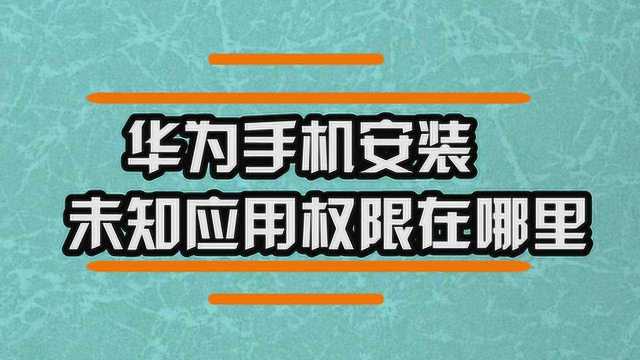 华为手机安装未知应用权限在哪里