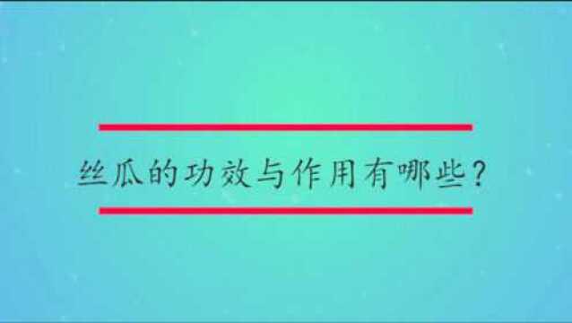 丝瓜的功效与作用有哪些?