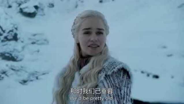 龙妈与雪诺骑龙热情接吻《权力的游戏第八季》