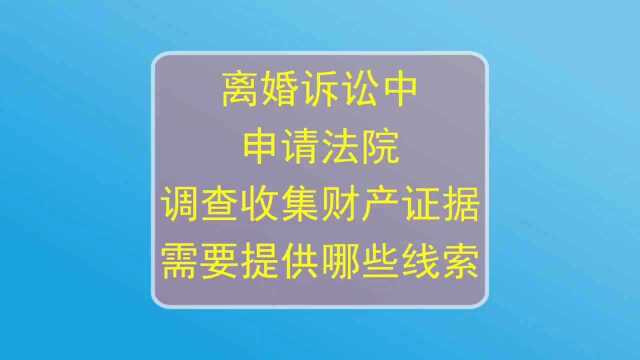 离婚诉讼中,申请法院收集财产证据需要提供哪些线索?